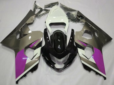 Carénages Moto Suzuki GSXR 600 / GSXR 750 2004-2005 - Blanc Rose Gris Noir Brillant
