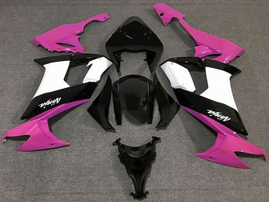 Carénages Moto Kawasaki ZX10R 2008-2010 - Rose Brillant Noir Blanc