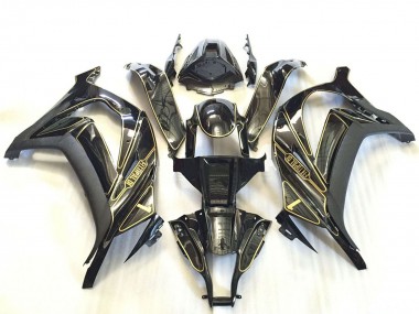Carénages Moto Kawasaki ZX10R 2011-2015 - Argent Noir Brillant Noir Mat Or