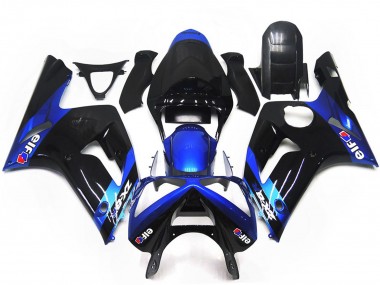Carénages Moto Kawasaki ZX6R 2003-2004 - Bleu Noir Brillant Elf