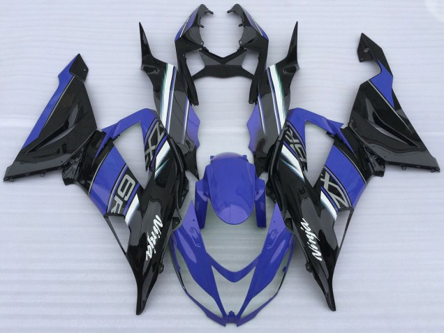Carénages Moto Kawasaki ZX6R 2013-2018 - Bleu Noir Blanc