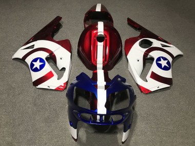 Carénages Moto Kawasaki ZX12R 2002-2006 - Rouge Bleu Blanc Étoile Captain America