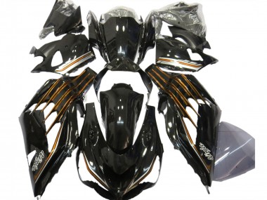 Carénages Moto Kawasaki ZX14R ZZR1400 2012-2024 - Noir Brillant Orange