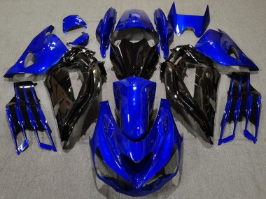 Carénage Moto Kawasaki ZX14R ZZR1400 2012-2024 - Bleu Noir Brillant