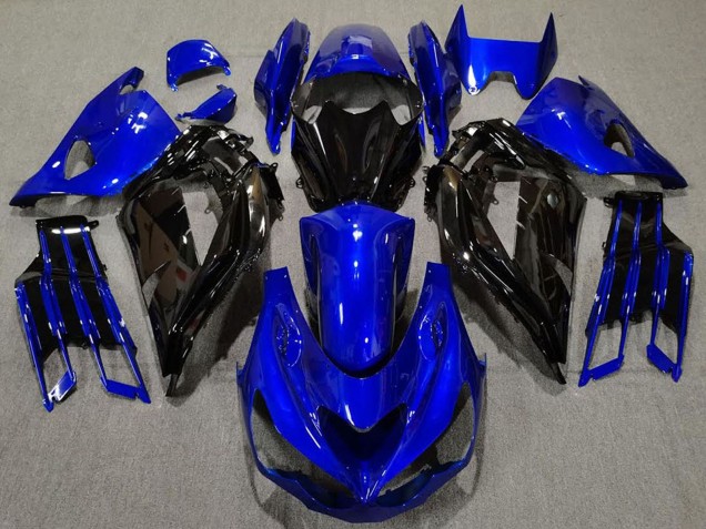 Carénage Moto Kawasaki ZX14R ZZR1400 2012-2024 - Bleu Noir Brillant