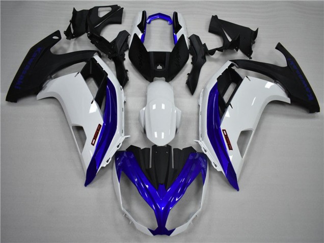 Carénages Moto Kawasaki Ninja 650R 2009-2011 - Blanc Bleu Noir Mat