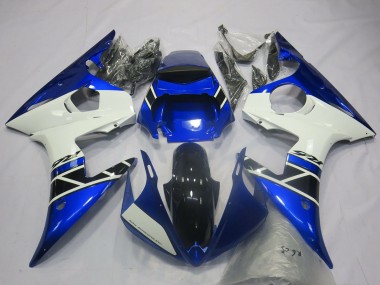 Carénages Moto Yamaha R6 2003-2004 - Bleu Blanc Noir Brillant OEM Style