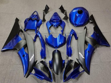 Carénages Moto Yamaha R6 2008-2016 - Bleu Noir Mat Blanc Décalque