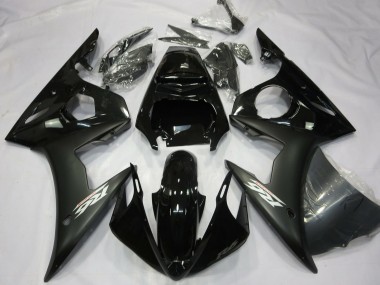 Carénages Moto Yamaha R6 2003-2004 - Noir Brillant Noir Mat Blanc Décalque