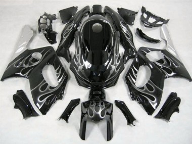 Carénages Moto Yamaha YZF600R Thundercat 1996-2007 - Noir Brillant Argent Flamme