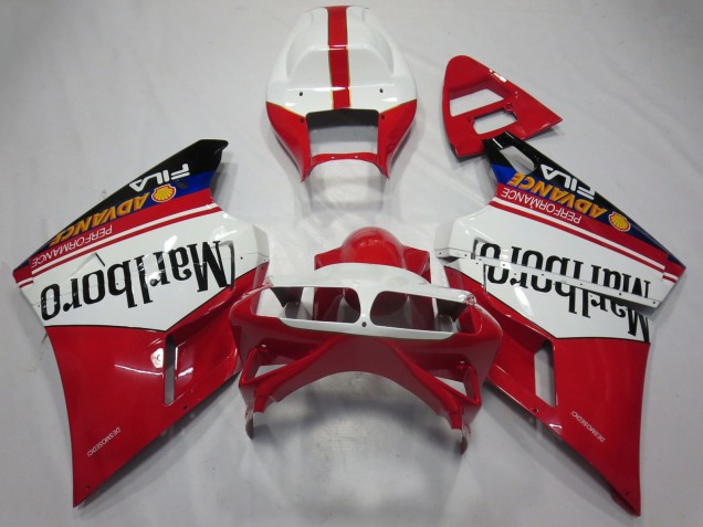 Carénages Moto Ducati 748 916 996 998 1993-2005 - Blanc Rouge Noir Brillant Marlboro