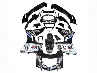 Carénages Moto Kawasaki ZZR600 1998-2003 - Noir Brillant Blanc West