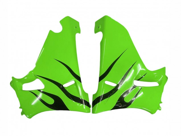 Carénages Moto Kawasaki ZZR400 1993-2007 - Vert Noir Brillant Flamme