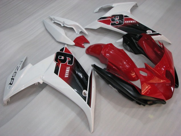 Carénages Moto Yamaha FZ6R 2009-2015 - Rouge Blanc Noir 6