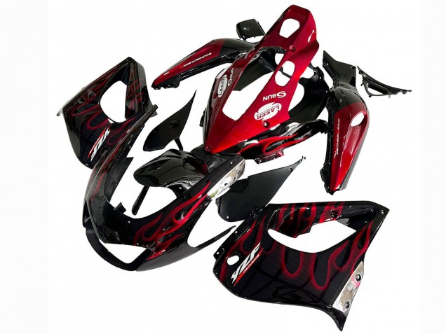 Kits Carénage Moto Yamaha YZF 1000R Thundecourses 1997-2007 - Noir Rouge Flamme