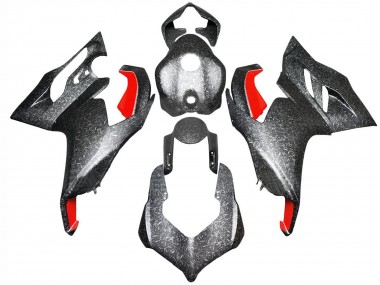 Carénages Moto Ducati Panigale V2 2020-2024 - Noir Fibre de Carbone Forgée Style Rouge