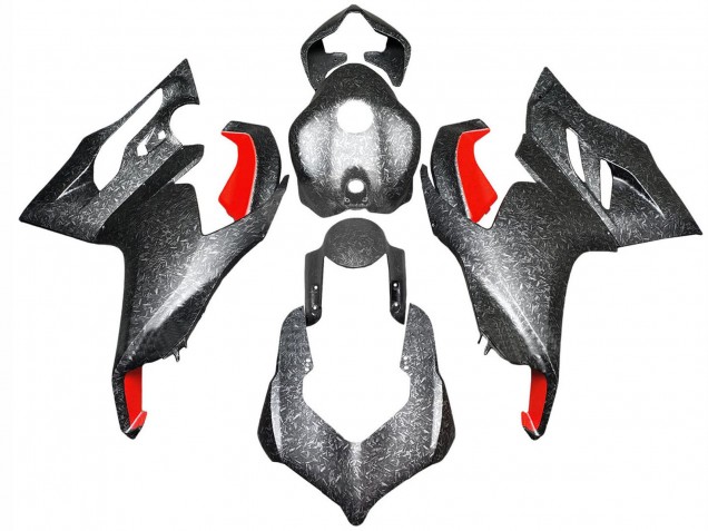 Carénages Moto Ducati Panigale V2 2020-2024 - Noir Fibre de Carbone Forgée Style Rouge