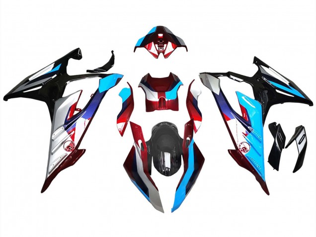 Carénages Moto BMW S1000RR 2023-2024 - Argent Rouge Bleu Noir