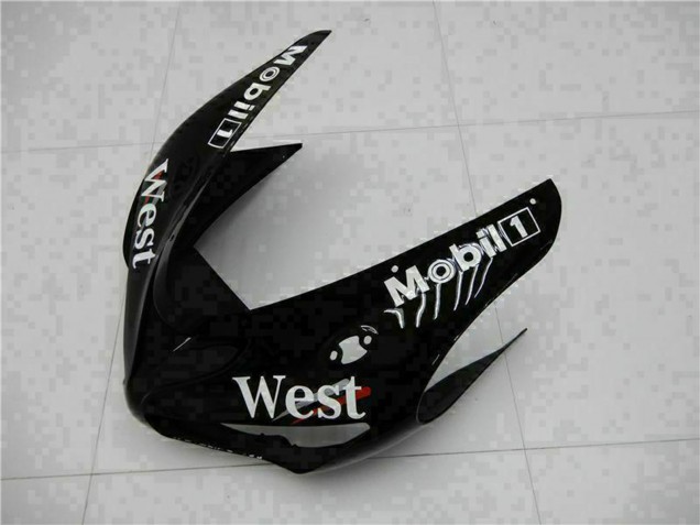 Carénages Moto Kawasaki ZX6R 2005-2006 - Noir Brillant Blanc West