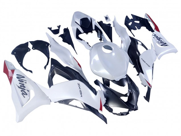 Carénages Moto Kawasaki ZX6R 2023-2025 - Blanc Perle Noir Rouge