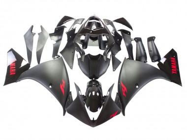 Carénage Moto Yamaha YZF 1000 R1 2009-2011 - Noir Mat Rouge Décalque