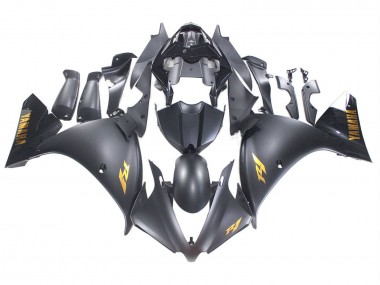 Carénages Moto Yamaha YZF 1000 R1 2012-2014 - Noir Mat Or Décalque