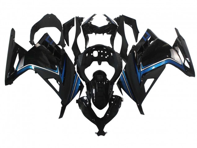 Carénages Moto Kawasaki EX300 2013-2024 - Noir Brillant Bleu