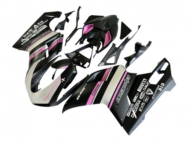 Carénages Moto Ducati 848 2007-2014 - Blanc Rose Noir Brillant Connie