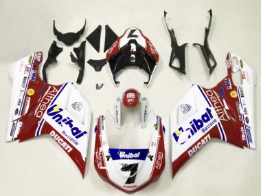 Carénages Moto Ducati 848/1098/1198 2007-2014 - Blanc Rouge Bleu Unibat 7