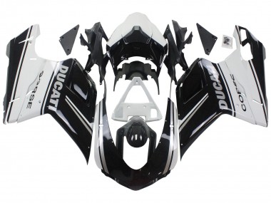 Carénages Moto Ducati 848/1098/1198 2007-2014 - Blanc Noir Brillant Corse