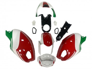 Carénage Moto Ducati Monster 696 796 1100 1100S 2008-2012 - Blanc Rouge Vert