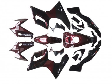 Carénages Moto Honda CBR125R 2002-2006 - Noir Brillant Rouge Flamme