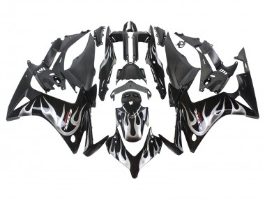 Carénages Moto Honda CBR500R 2013-2015 - Noir Brillant Argent Flamme
