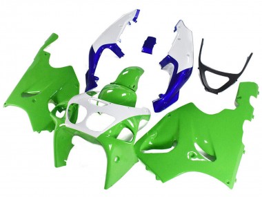 Carénages Moto Kawasaki ZX7R 1996-2003 - Blanc Vert Bleu