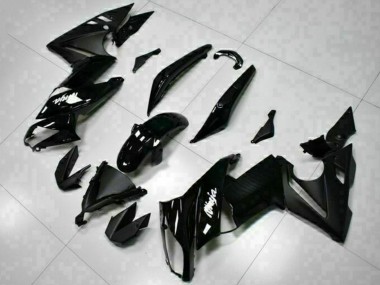 Carénages Moto Kawasaki EX650 2009-2011 - Noir Brillant Blanc Décalque