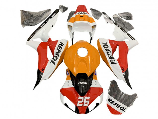 Carénages Moto Honda CBR1000RR 2006-2007 - Orange Blanc Rouge Noir Glossy Repsol 26