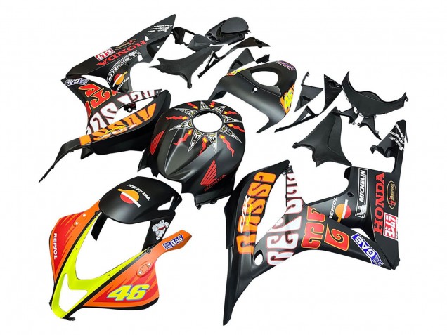 Carénages Moto Honda CBR600RR 2007-2008 - Noir Mat Orange Rouge Rossi Repsol 46