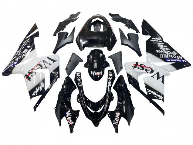 Carénages Moto Kawasaki ZX10R 2004-2005 - Blanc Noir West Ninja
