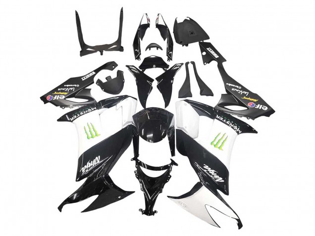 Carénages Moto Kawasaki ZX10R 2008-2010 - Noir Brillant Blanc Vert Monstre Elf