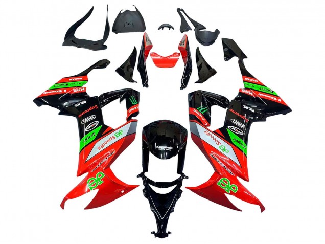 Carénages Moto Kawasaki ZX10R 2008-2010 - Rouge Vert Noir