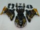 Carénages Moto Kawasaki ZX14R ZZR1400 2006-2011 - Noir Brillant Or Flamme