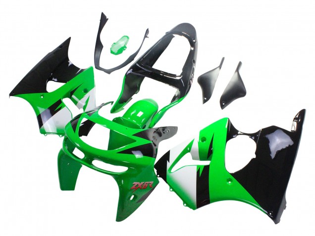 Carénages Moto Kawasaki ZX6R 1998-1999 - Vert Blanc Noir Brillant