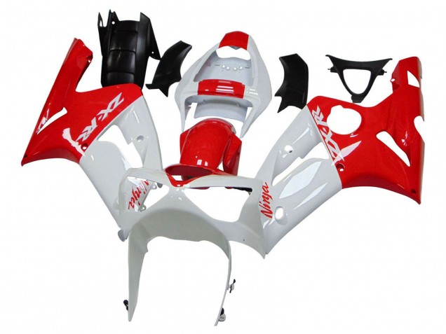 Carénages Moto Kawasaki ZX6R 2003-2004 - Blanc Rouge