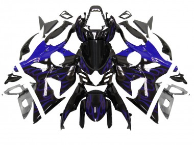Carénage Moto Suzuki GSXR 1000 2007-2008 - Noir Brillant Bleu Flamme