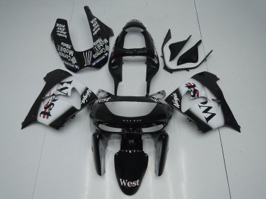 Carénages Moto Kawasaki ZX9R 1998-1999 - Noir Brillant Blanc West
