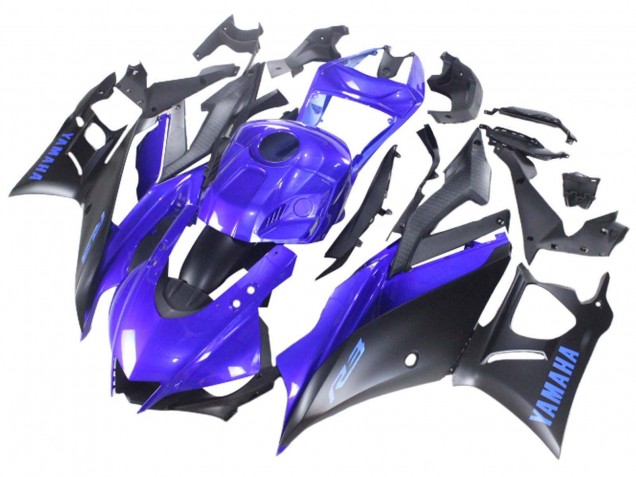 Carénage Moto Yamaha YZF R3/R25 2022-2024 - Bleu Noir Mat