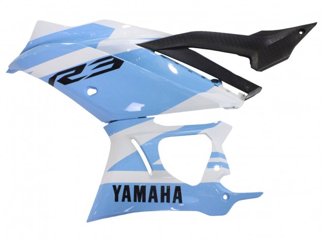 Carénages Moto Yamaha YZF R3/R25 2022-2024 - Blanc Bleu Clair