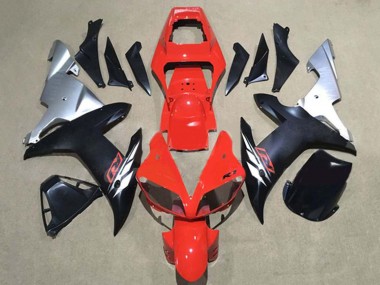 Carénages Moto Yamaha YZF 1000 R1 2002-2003 - Rouge Argent Noir Mat