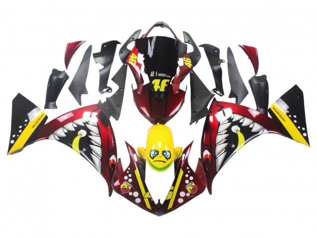 Carénages Moto Yamaha YZF 1000 R1 2009-2011 - Rouge Jaune Noir Requin 46