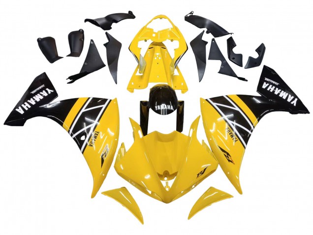 Kits Carénage Moto Yamaha YZF 1000 R1 2009-2011 - Jaune Blanc Noir Bande